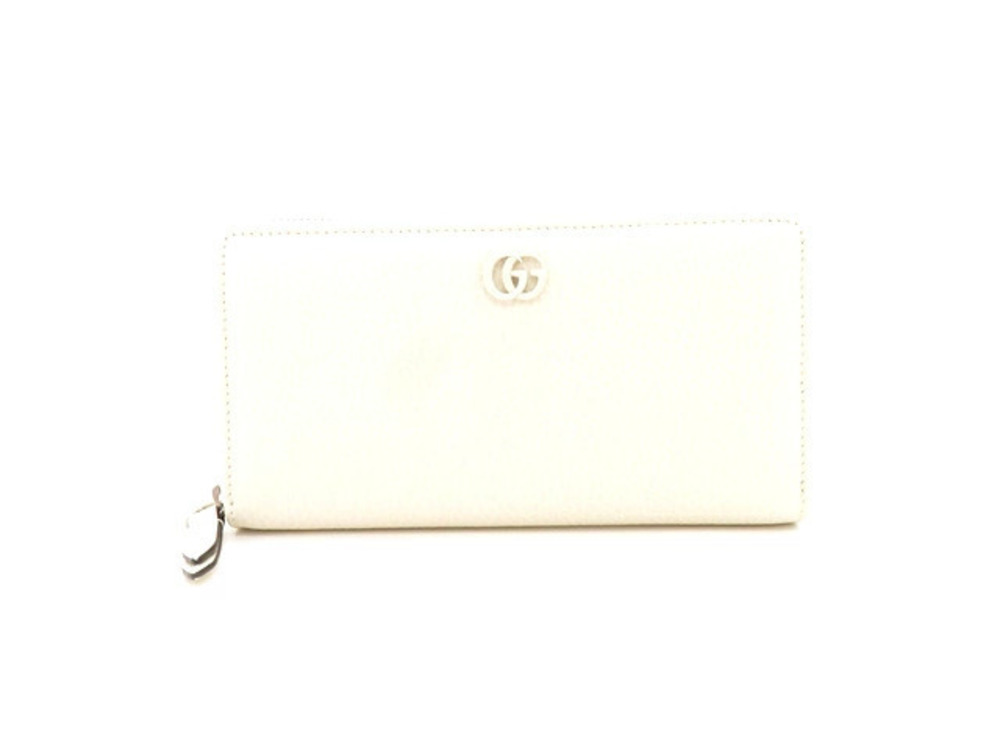 Gucci GG Marmont Zip Around Wallet White Leather Long